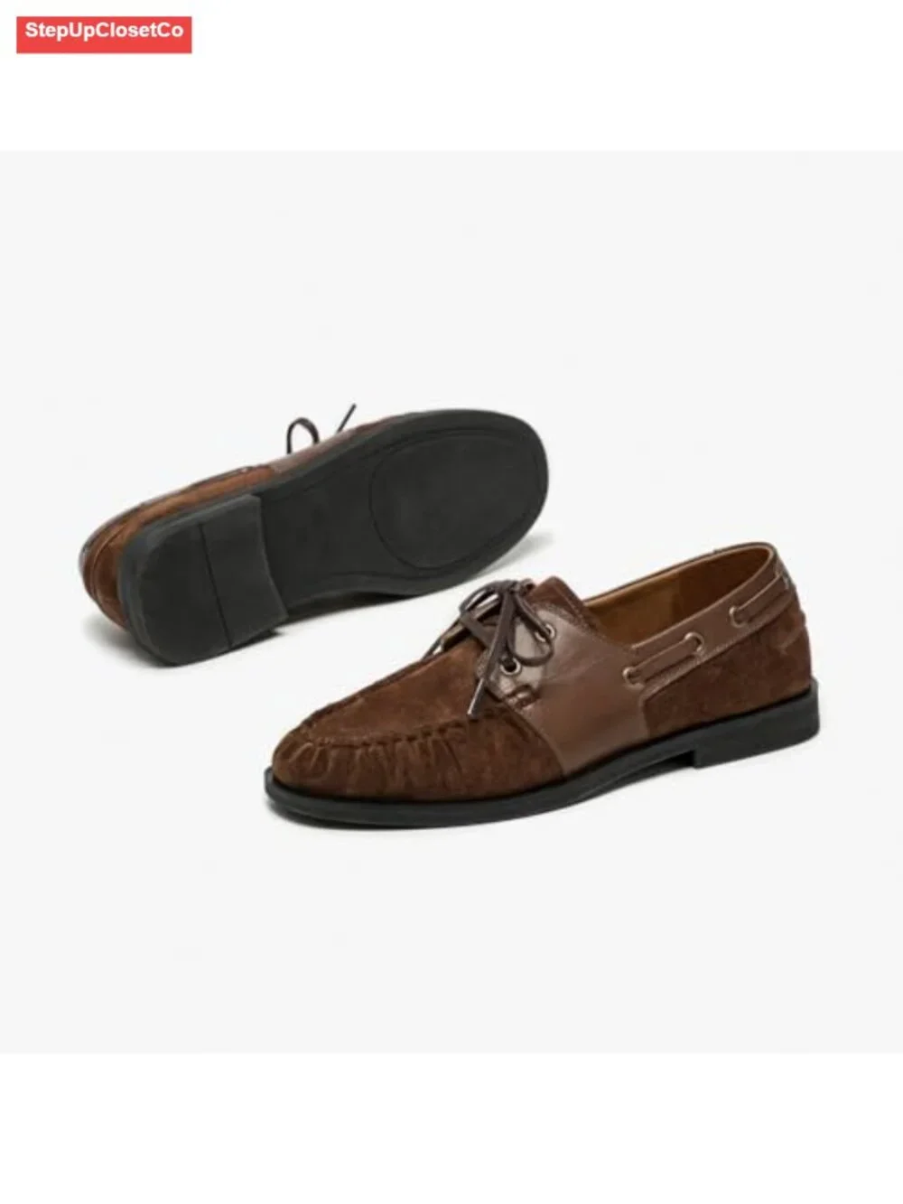 Women's Suede Loafer Flats Lace Up Casual Office Driving Shoes